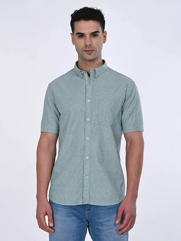 Men's Solid Half Sleeves Cotton Stretch Shirt - Image 21
