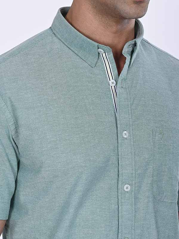 Men's Solid Half Sleeves Cotton Stretch Shirt - Image 22