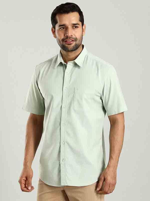 Men's Solid Half Sleeves Cotton Stretch Shirt - Image 7