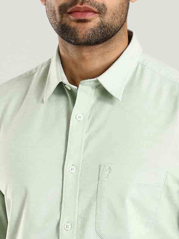 Men's Solid Half Sleeves Cotton Stretch Shirt - Image 8
