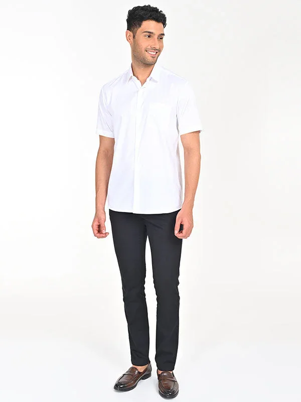 Men's Solid Half Sleeves Cotton Stretch Shirt - Image 36
