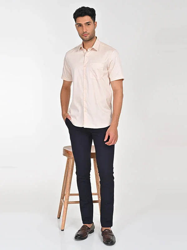 Men's Solid Half Sleeves Cotton Stretch Shirt - Image 8