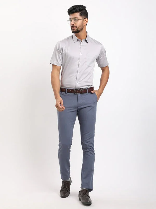 Men's Solid Half Sleeves Cotton Stretch Shirt - Image 20
