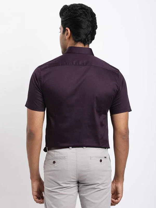 Men's Solid Half Sleeves Cotton Stretch Shirt - Image 29