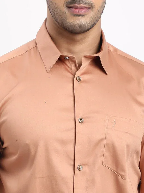 Men's Solid Half Sleeves Cotton Stretch Shirt - Image 3