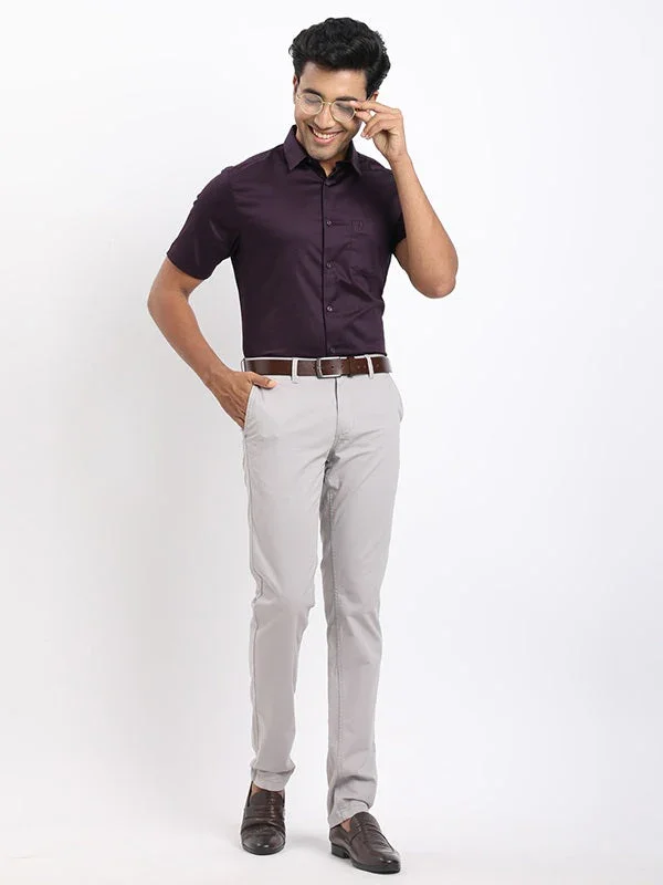 Men's Solid Half Sleeves Cotton Stretch Shirt - Image 30