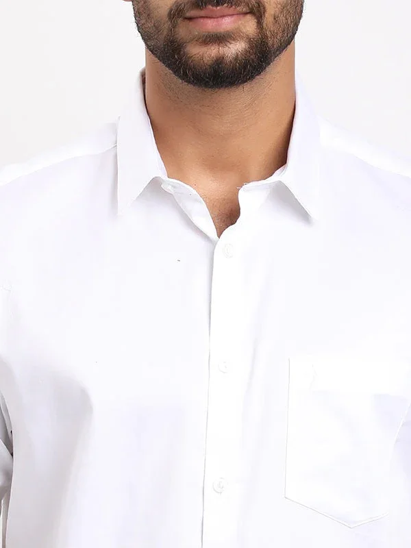Men's Solid Half Sleeves Cotton Stretch Shirt - Image 33