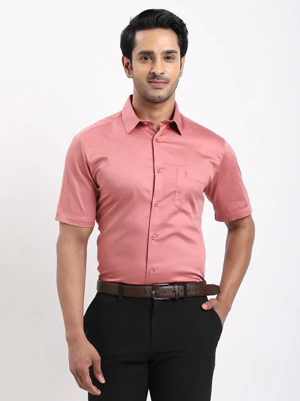 Men's Solid Half Sleeves Cotton Stretch Shirt - Image 41