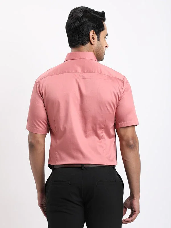 Men's Solid Half Sleeves Cotton Stretch Shirt - Image 44