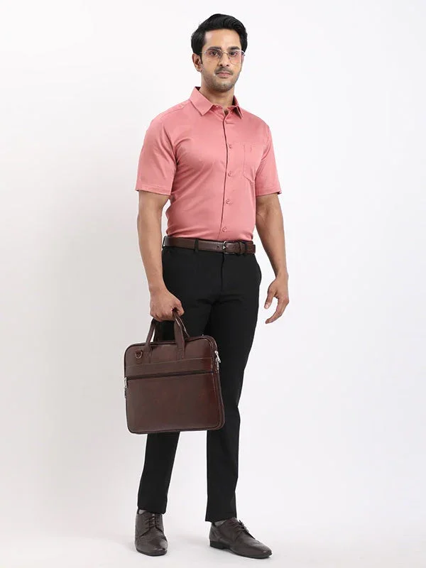 Men's Solid Half Sleeves Cotton Stretch Shirt - Image 45