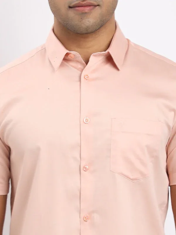 Men's Solid Half Sleeves Cotton Stretch Shirt - Image 48