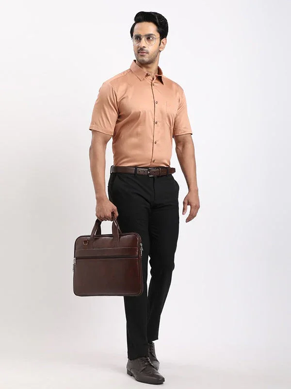 Men's Solid Half Sleeves Cotton Stretch Shirt - Image 5