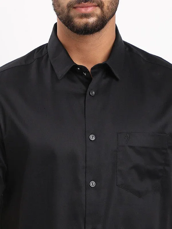 Men's Solid Half Sleeves Cotton Stretch Shirt - Image 8
