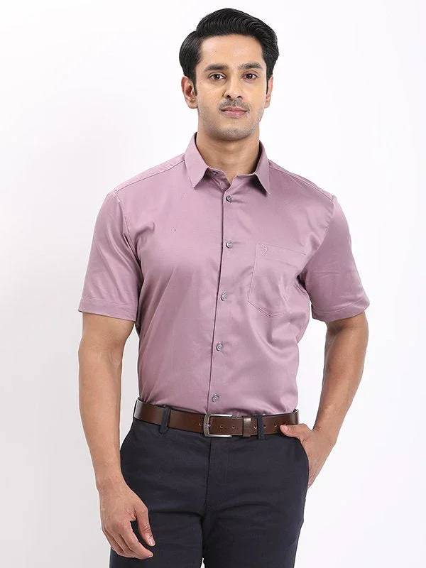 Men's Solid Half Sleeves Cotton Stretch Shirt - Image 11