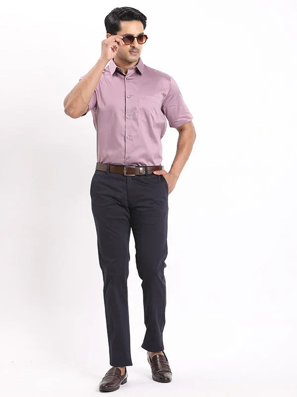 Men's Solid Half Sleeves Cotton Stretch Shirt - Image 15