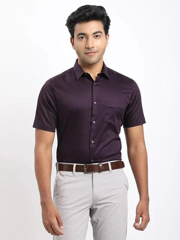 Men's Solid Half Sleeves Cotton Stretch Shirt - Image 21