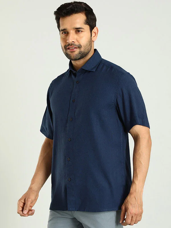 Men's Solid Half Sleeves Linen Blend Shirt - Image 11