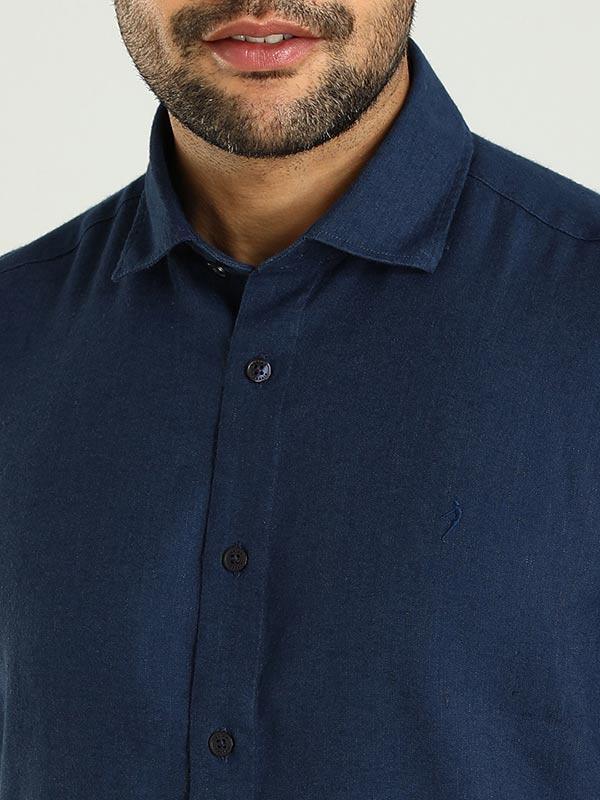 Men's Solid Half Sleeves Linen Blend Shirt - Image 12