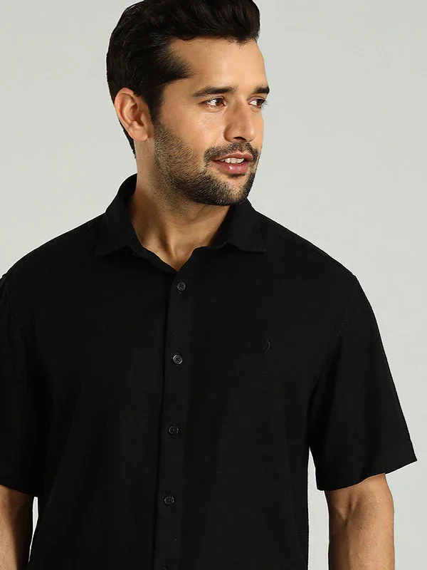 Men's Solid Half Sleeves Linen Blend Shirt - Image 13