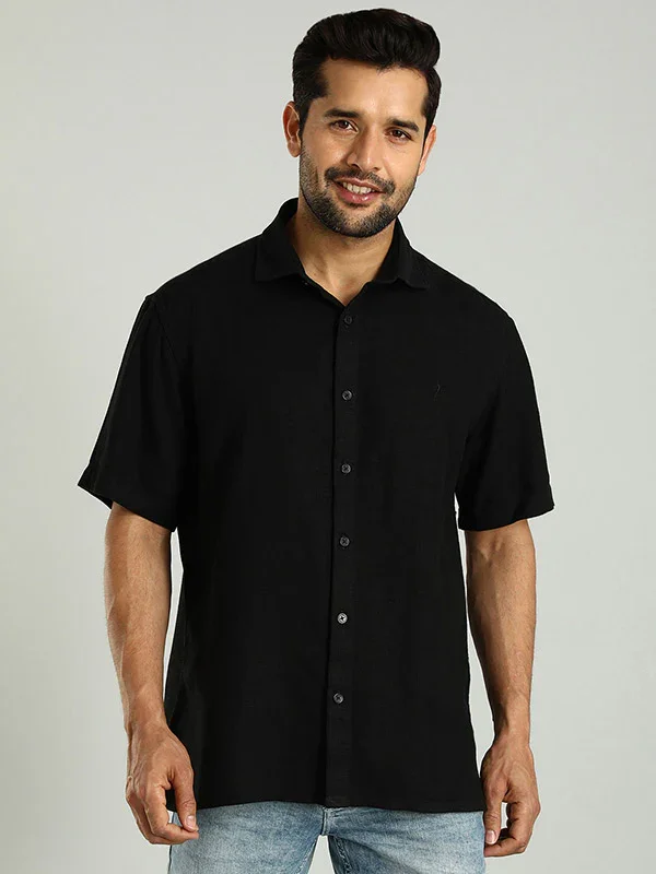 Men's Solid Half Sleeves Linen Blend Shirt - Image 14