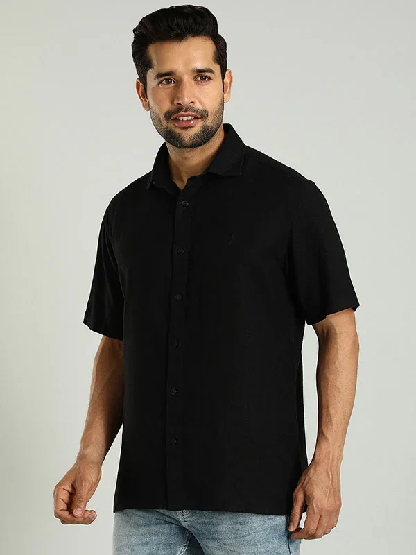Men's Solid Half Sleeves Linen Blend Shirt - Image 15