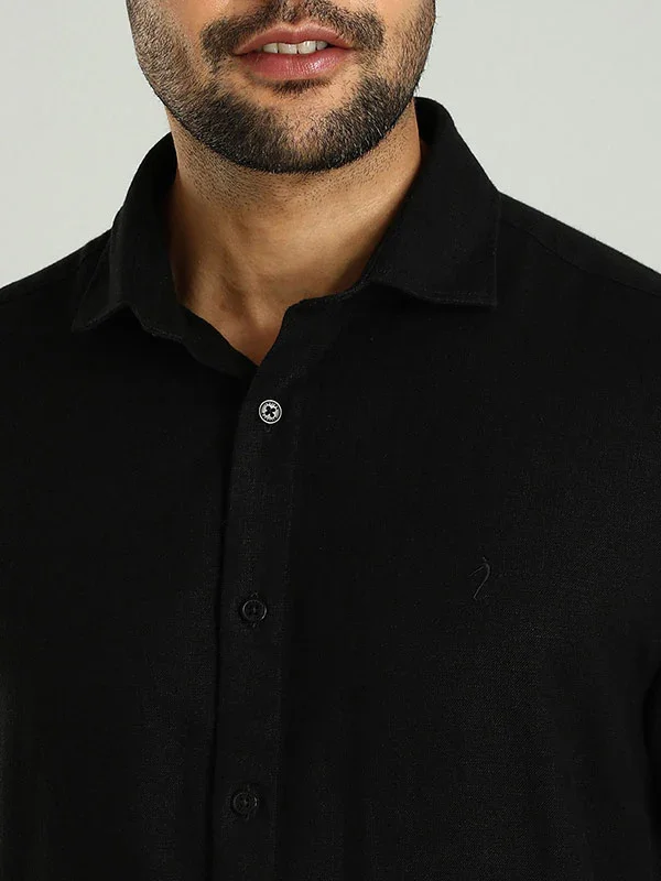 Men's Solid Half Sleeves Linen Blend Shirt - Image 16