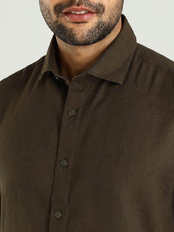 Men's Solid Half Sleeves Linen Blend Shirt - Image 8