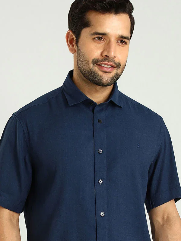 Men's Solid Half Sleeves Linen Blend Shirt - Image 9