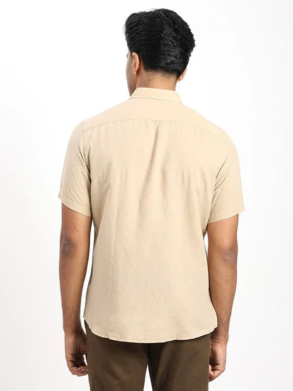 Men's Solid Half Sleeves Linen Blend Shirt - Image 4