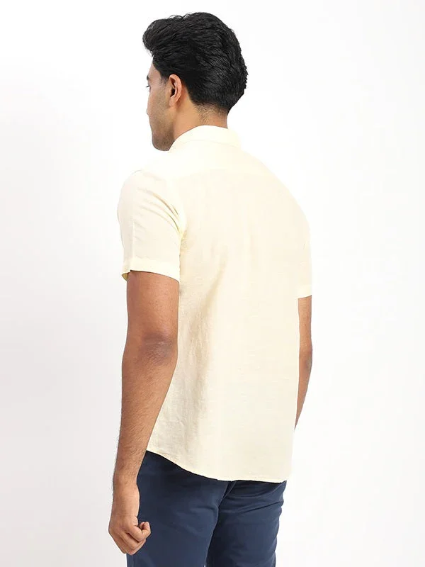 Men's Solid Half Sleeves Linen Blend Shirt - Image 9
