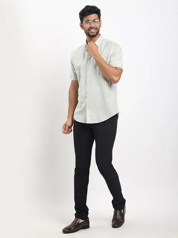 Men's Solid Half Sleeves Linen Blend Shirt - Image 15