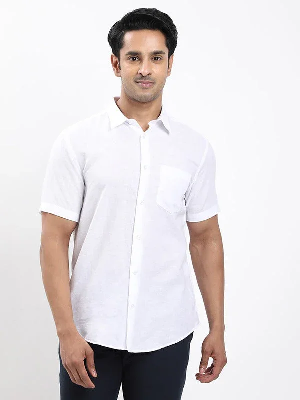 Men's Solid Half Sleeves Linen Blend Shirt - Image 21
