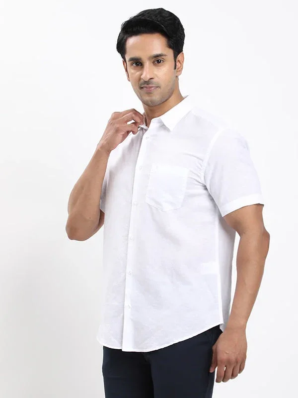 Men's Solid Half Sleeves Linen Blend Shirt - Image 22