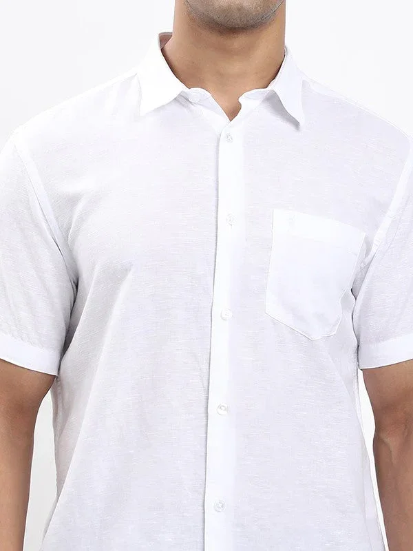 Men's Solid Half Sleeves Linen Blend Shirt - Image 23