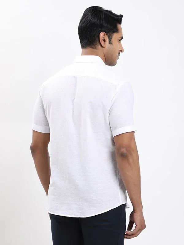 Men's Solid Half Sleeves Linen Blend Shirt - Image 24