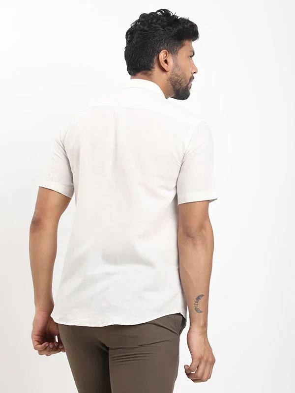 Men's Solid Half Sleeves Linen Blend Shirt - Image 29