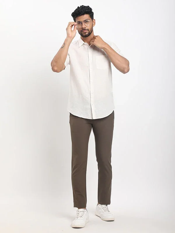 Men's Solid Half Sleeves Linen Blend Shirt - Image 30