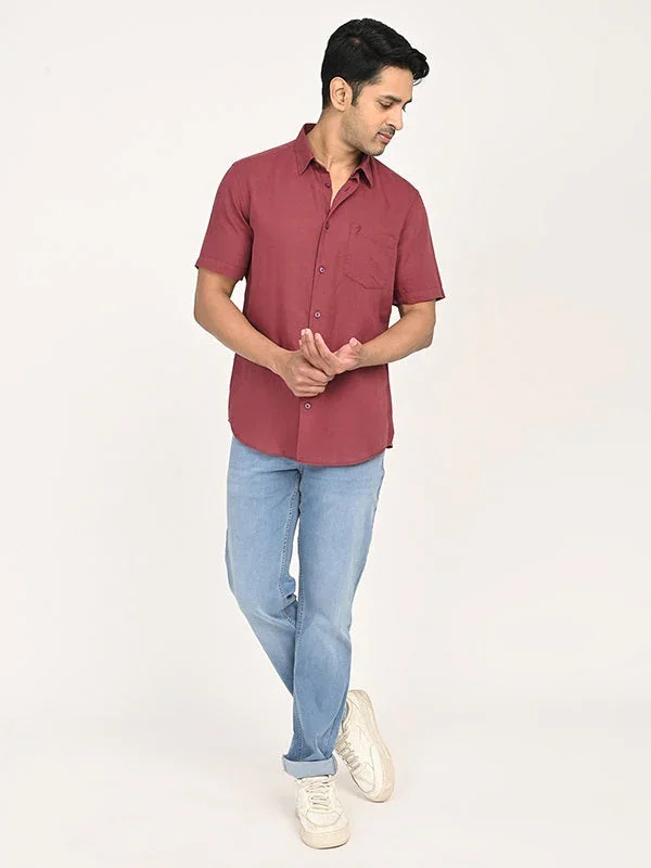 Men's Solid Half Sleeves Linen Blend Shirt - Image 10