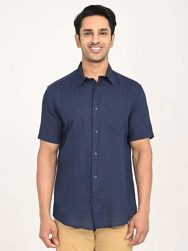 Men's Solid Half Sleeves Linen Blend Shirt - Image 11