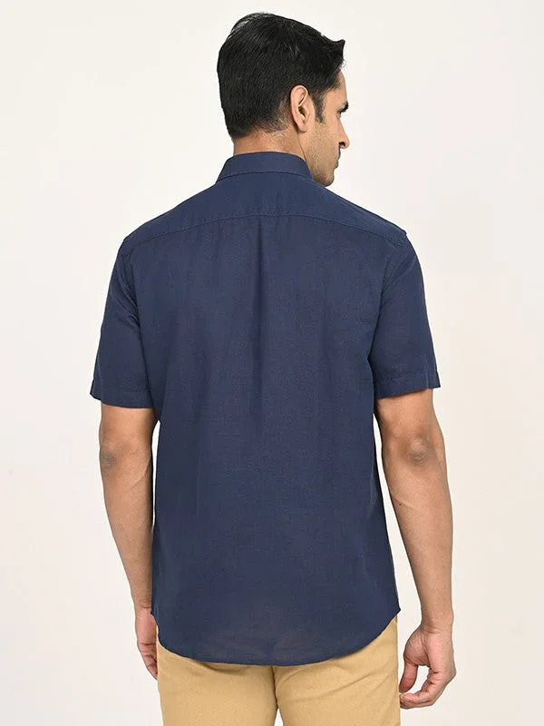 Men's Solid Half Sleeves Linen Blend Shirt - Image 14