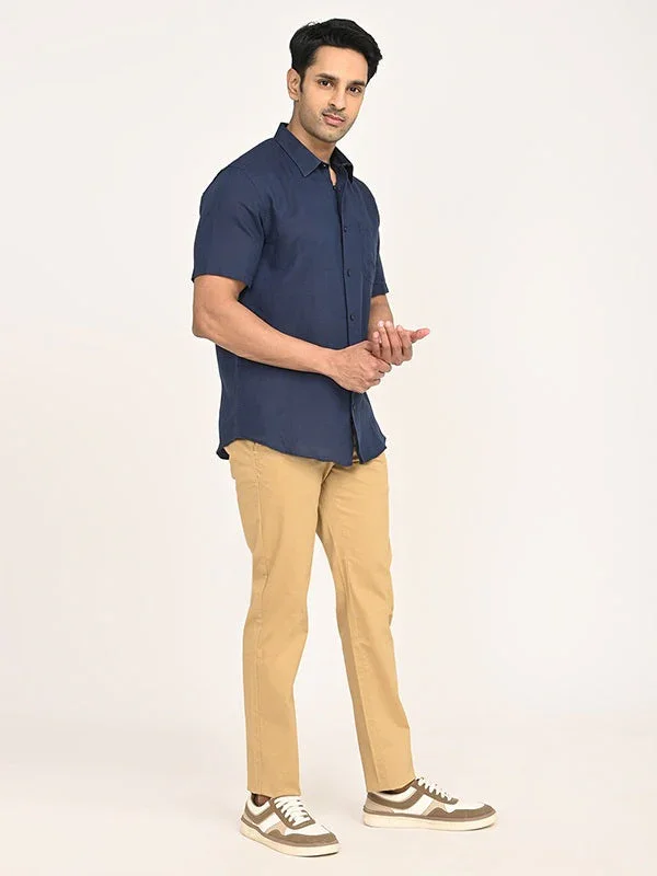 Men's Solid Half Sleeves Linen Blend Shirt - Image 15