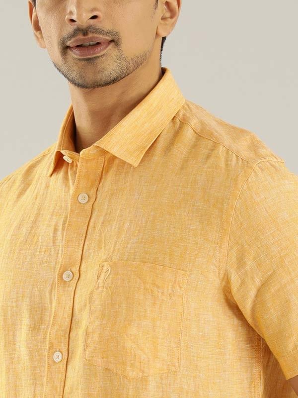 Men's Solid Half Sleeves Linen Shirt - Image 15