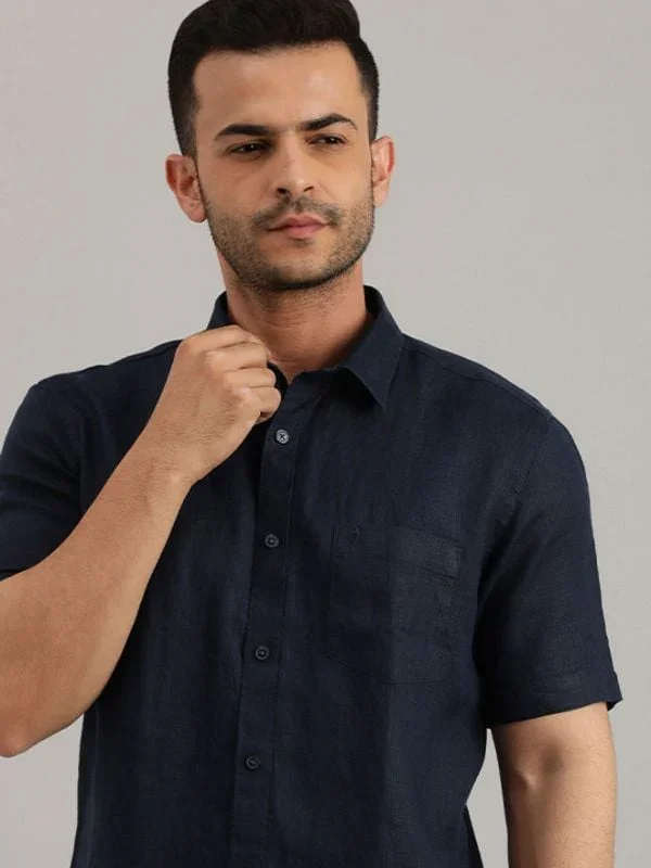 Men's Solid Half Sleeves Linen Shirt - Image 17