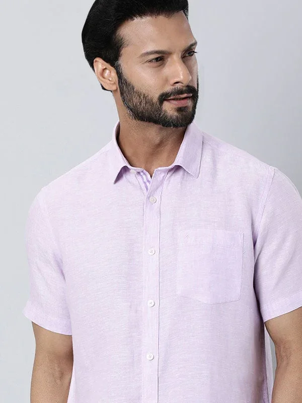 Men's Solid Half Sleeves Linen Shirt - Image 5