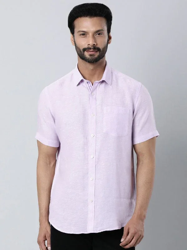 Men's Solid Half Sleeves Linen Shirt - Image 6
