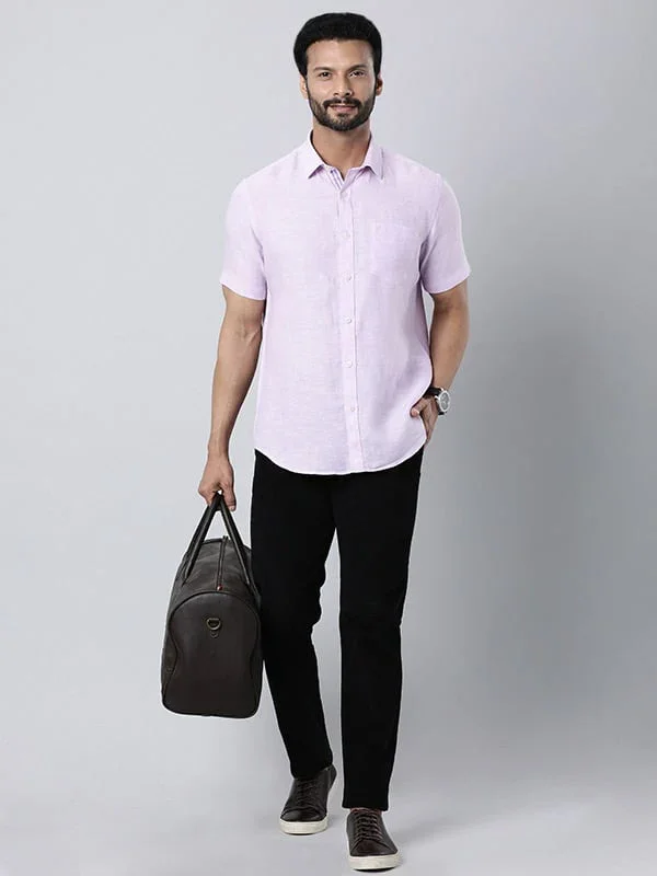 Men's Solid Half Sleeves Linen Shirt - Image 8
