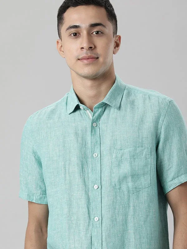 Men's Solid Half Sleeves Linen Shirt - Image 9