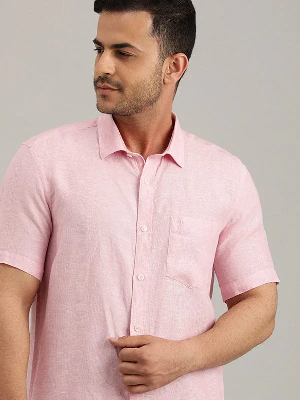Men's Solid Half Sleeves Linen Shirt