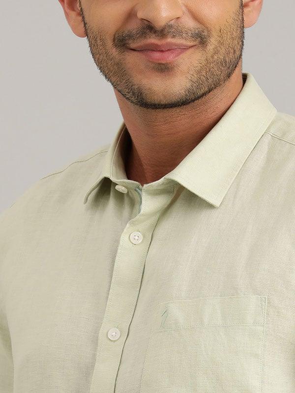 Men's Solid Half Sleeves Linen Shirt - Image 11