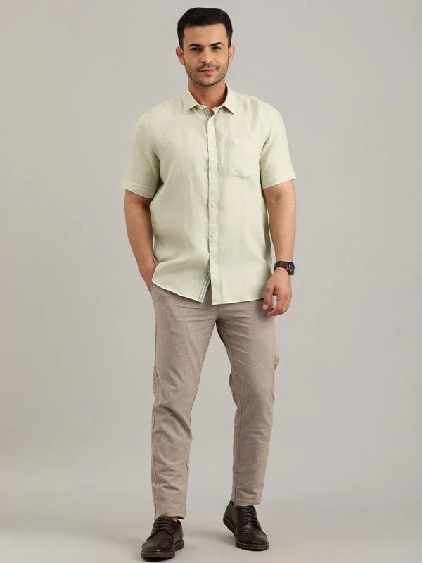 Men's Solid Half Sleeves Linen Shirt - Image 12